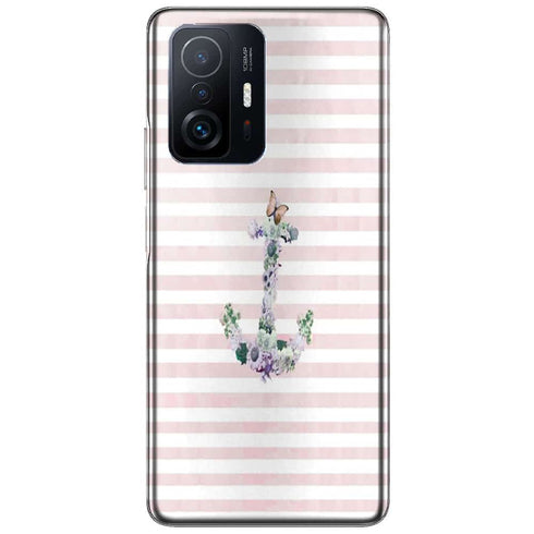 Coque Xiaomi 11T 5G Floral Anchor in Pink | Motif Ancre Marine, Housse en Silicone, etui Antichoc