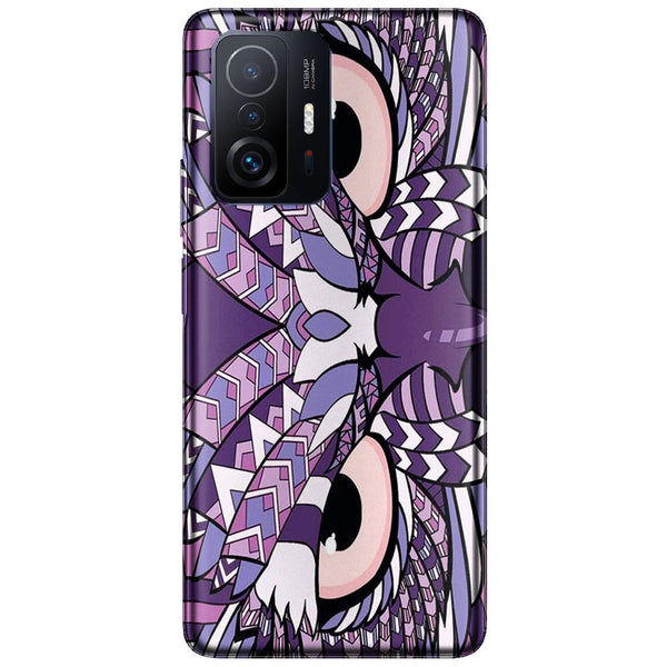Coque Xiaomi 11T 5G Hibou violet Azteque | Housse Silicone, Etui antichoc | Animal Coloré