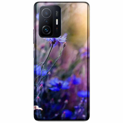 Coque Xiaomi 11T 5G / 11T 5G PRO Jardin Fleuri Violet Doré | Etui Antichoc, Housse Silicone | Floral