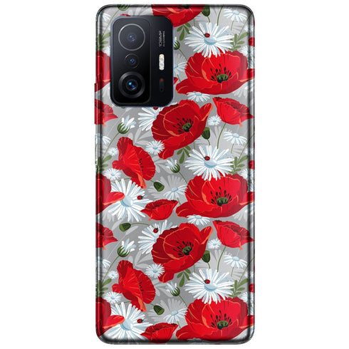 Coque Xiaomi 11T 5G / 11T 5G PRO Motif de fleur rouge