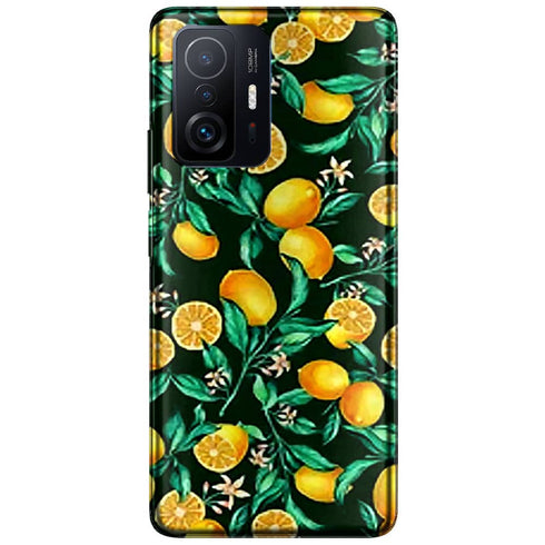 Coque Xiaomi 11T 5G / 11T 5G PRO Orange sur Fond Noir | Housse Silicone, Etui antichoc | Fruits