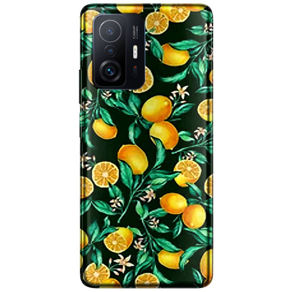 Coque Xiaomi 11T 5G / 11T 5G PRO Orange sur Fond Noir | Housse Silicone, Etui antichoc | Fruits