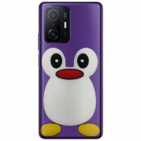 Coque Xiaomi 11T 5G Pingouin Violet | Housse Silicone, Etui antichoc | Animal Coloré