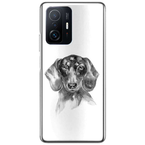 Coque Xiaomi 11T 5G Teckel Black and White | Housse Silicone, Etui Antichoc | Motif Race de Chien