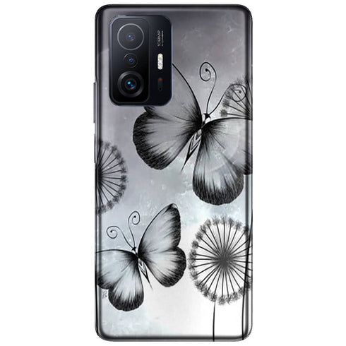 Coque Xiaomi 11T 5G Butterflies Dandelion | Housse Silicone, etui téléphone Antichoc | Motif Papillon