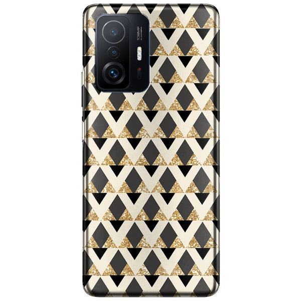 Coque pour Xiaomi 11T / 11T Pro Glitter triangles in gold black and nude