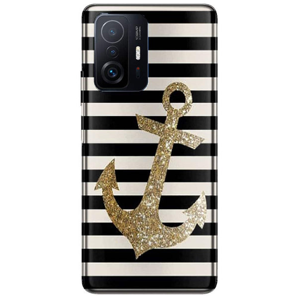 Coque Xiaomi 11T 5G original Gold Glitter Anchor in black