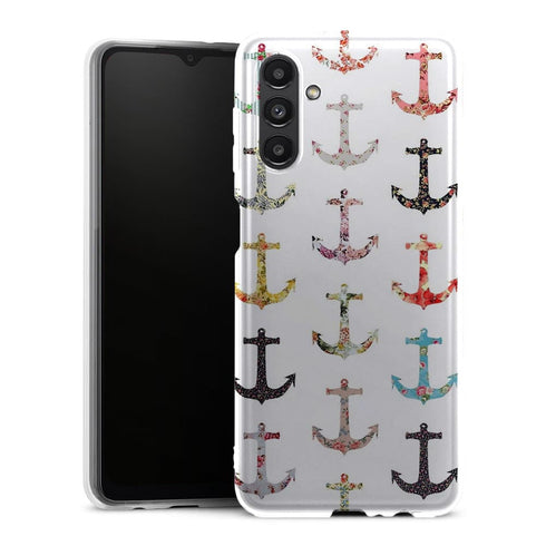 Coque anti rayure Galaxy A13 5G Pattern Ancre floral avec rose - MaCoquePerso