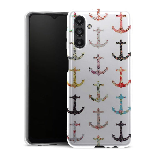 Coque anti rayure Galaxy A13 5G Pattern Ancre floral avec rose - MaCoquePerso