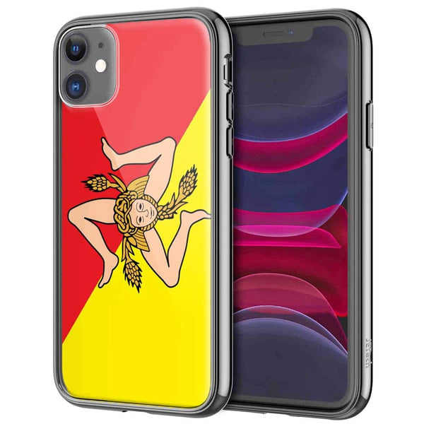 Drapeau Sicile, Sicilien, Coque pour iPhone 12 en Verre Trempé