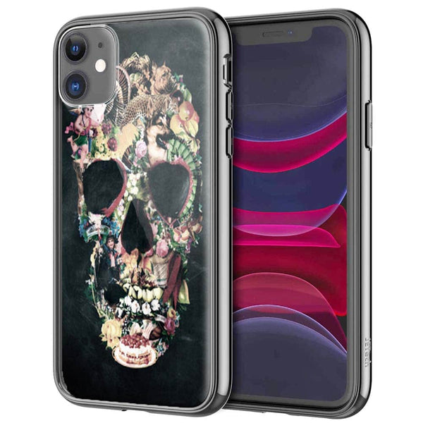 Skull Vintage, Biker, Coque pour iPhone 12 en Verre Trempé