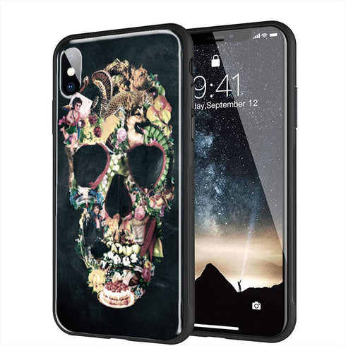 Coque Skull Vintage pour iPhone XR en Verre Trempé