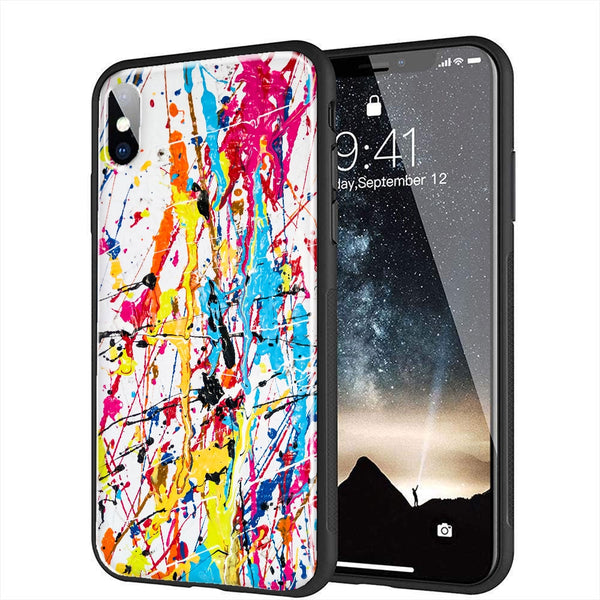 Coque Splash Paint Color pour iPhone XR en Verre Trempé