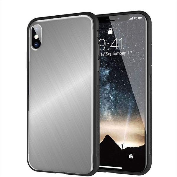 Coque Texture Métal pour iPhone XR en Verre Trempé