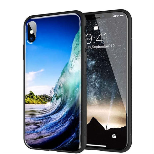 Wave Wall, Coque pour iPhone XR en Verre Trempé