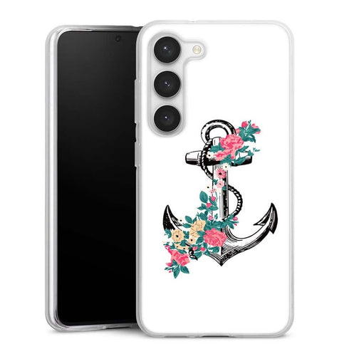 Coque Samsung Galaxy S23 ancre florale rose