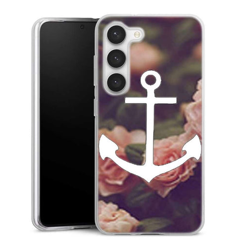 Coque Samsung Galaxy S23 ancre florale fond de roses