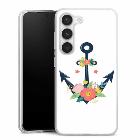 Coque Samsung Galaxy S23 ancre florale nautique fleurs mignonnes