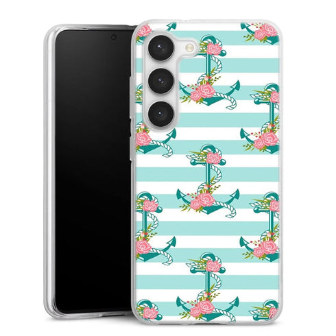 Coque Samsung Galaxy S23 ancres et fleurs