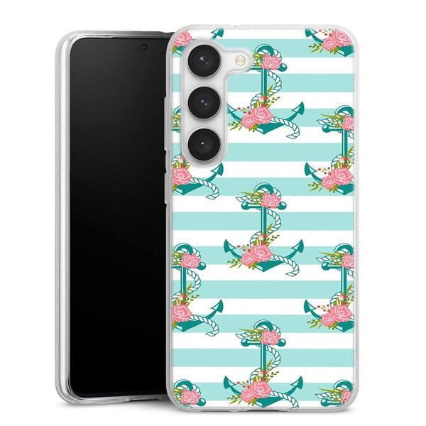 Coque Samsung Galaxy S23 ancres et fleurs