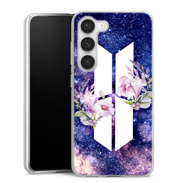 Coque Samsung Galaxy S23 BTS Army galaxy fleurs