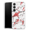 Coque Samsung Galaxy S23 fleurs de cerisier orientales blanches et rouges