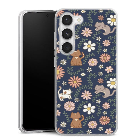 Coque Samsung Galaxy S23 Floral meower marine