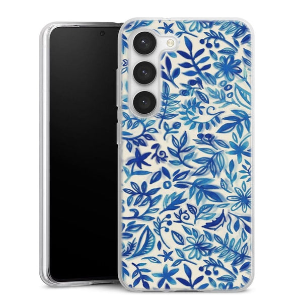 Coque Samsung Galaxy S23 Jardin flottant motif aquarelle en bleu
