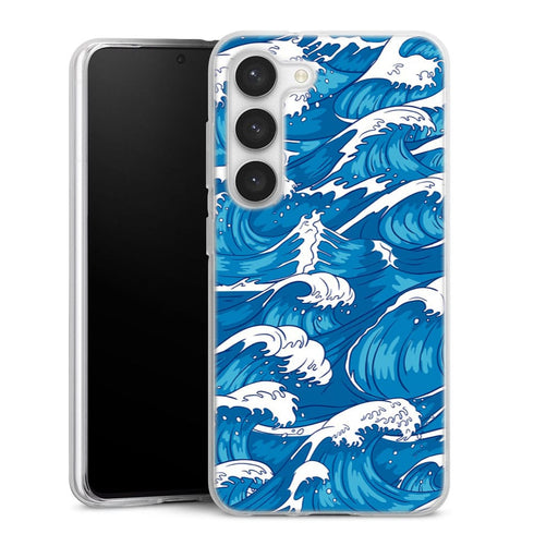 Coque Samsung Galaxy S23 Storm Waves Seamless Pattern Ocean