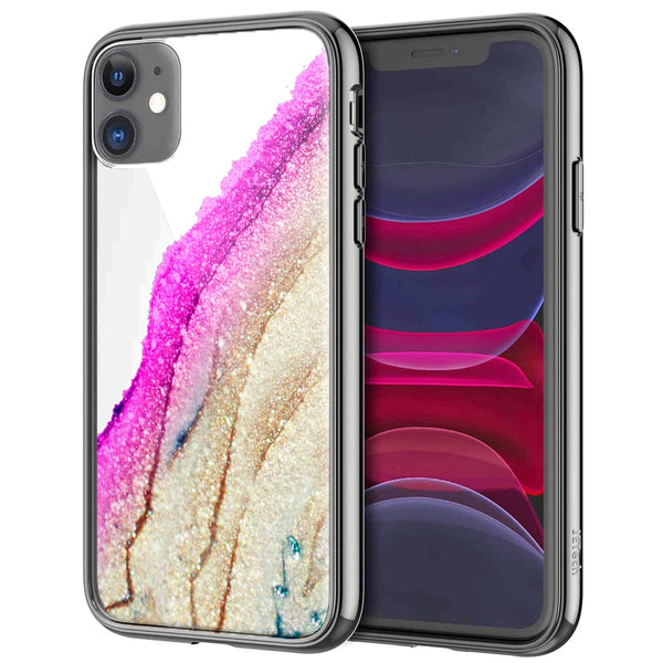Sequin Rose, Coque pour iPhone 12 en Verre Trempé