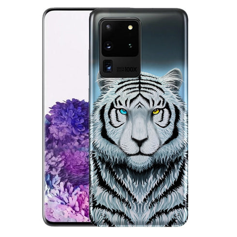 Tigre Blanc | Coque felins pour samsung s20 | S20 Plus, S20 Ultra | Protection portable, Plexi-Glass antichocs, Silicone, Motif Animaux MaCoquePerso