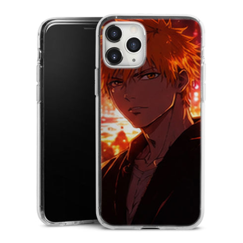 Coque Ichigo Kurosaki Portrait Neon Orange Bleach | iPhone, Samsung