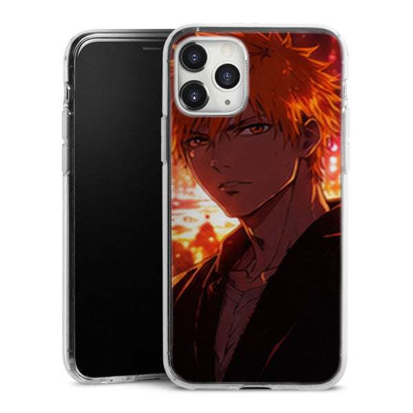 Coque Ichigo Kurosaki Portrait Neon Orange Bleach | iPhone, Samsung