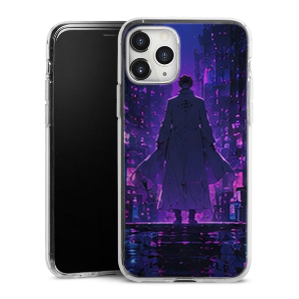 Coque Aizen Ville Cyberpunk Violette | iPhone, Samsung, Manga Bleach, Aizen