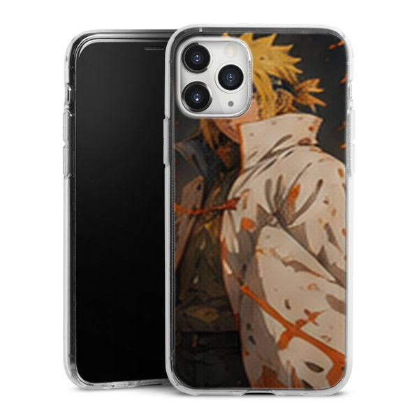 Coque Hokage Minato Manteau Blanc Feuilles Orange Portrait - coque telephone Hokage Naruto Shippuden