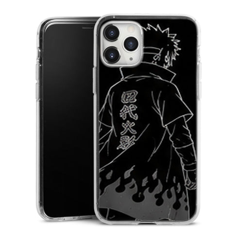 Coque Hokage Minato Noir Blanc Manteau Flammes Minimaliste - coque telephone Hokage Naruto Shippuden