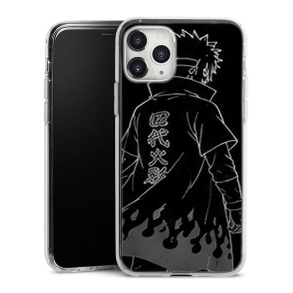 Coque Hokage Minato Noir Blanc Manteau Flammes Minimaliste - coque telephone Hokage Naruto Shippuden