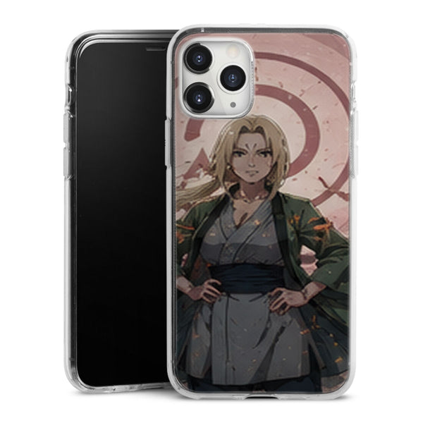 Coque Hokage Tsunade Senju Portrait Fond Rose Konoha - coque telephone Hokage Naruto Shippuden