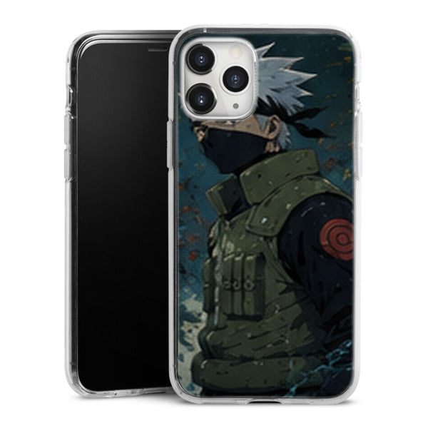 Coque Kakashi Hatake Portrait Bleu Vert Masque Konoha - coque telephone Kakashi Naruto Shippuden