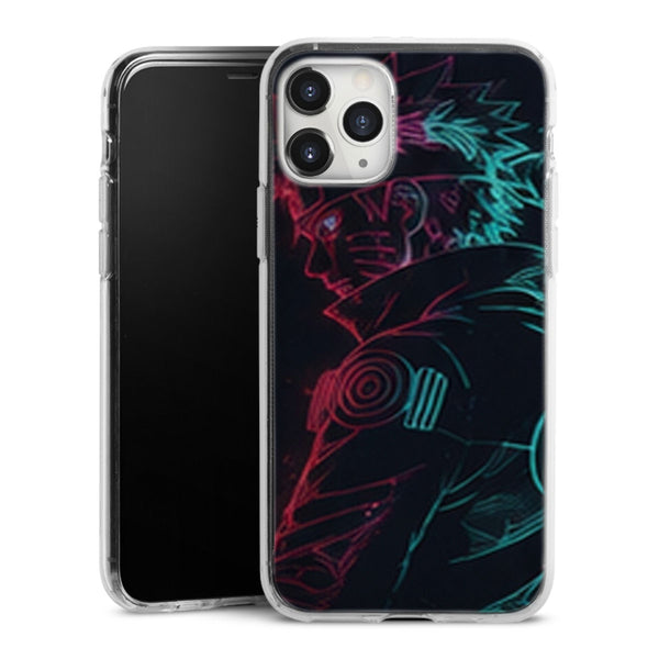 Coque Naruto Uzumaki Neon Profil Noir Bleu Rouge — MaCoquePerso