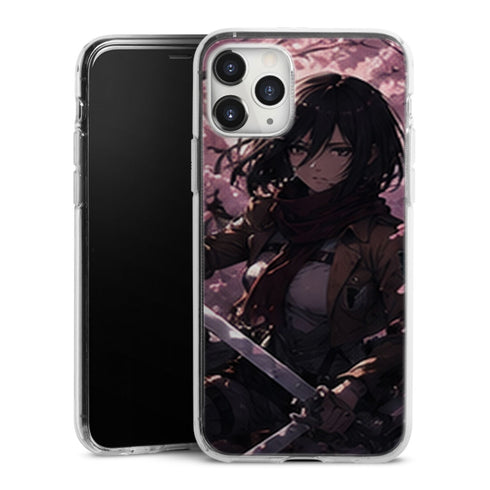 Coque Mikasa Ackerman Fleurs de Cerisier Attaque des Titans - coque silicone manga iPhone Samsung - second visuel