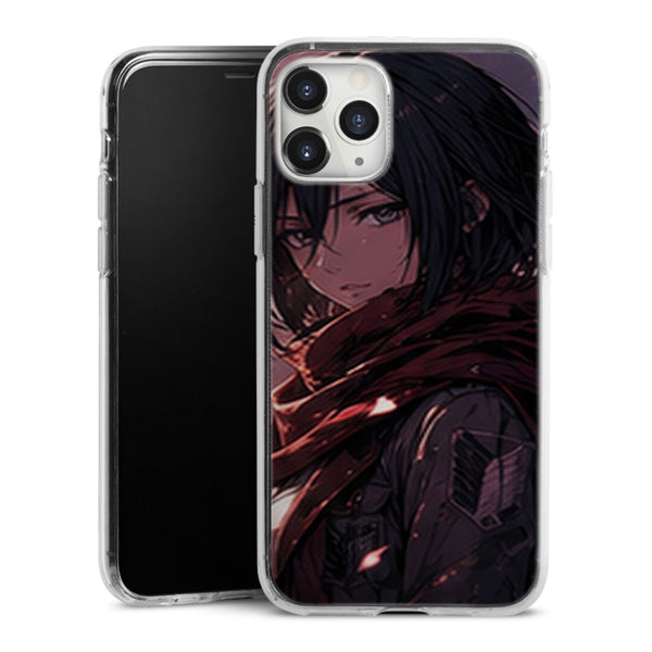 Coque Mikasa Ackerman Portrait Rose Attaque des Titans - coque silicone manga iPhone Samsung