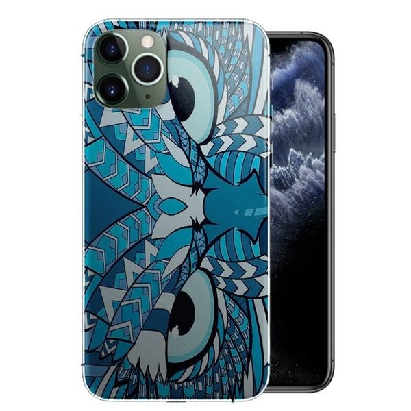 Coque Hibou Bleu Azteque pour iPhone 11, iPhone 12, iPhone 12 MAX, iPhone 12 PRO, iPhone 12 PRO MAX