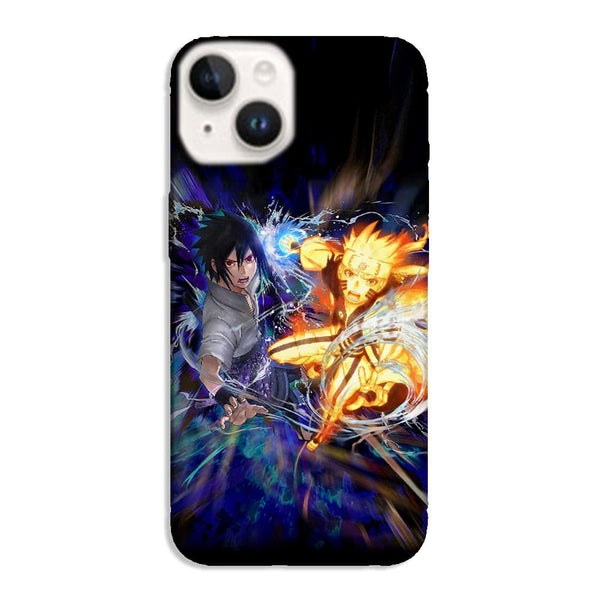 Coque iPhone 14 Fight Naruto Sasuke