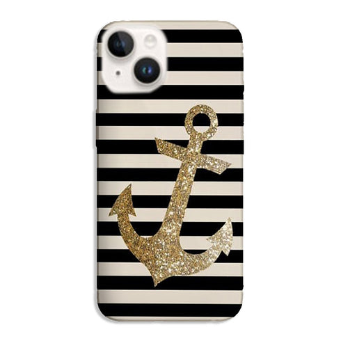 Coque iPhone 14 original Gold Glitter Anchor in black