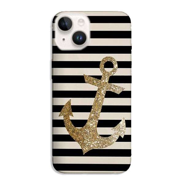 Coque iPhone 14 original Gold Glitter Anchor in black