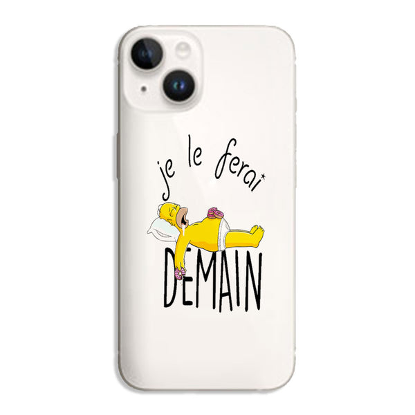Coque portable iPhone 14 Je le Ferai demain Homer donuts