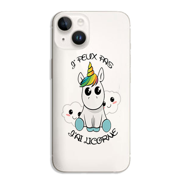 Coque iPhone 14 Je Peux pas j'ai Licorne