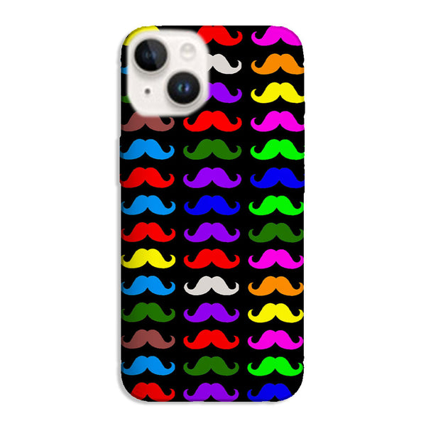 Coque iPhone 14 Moustaches Multicouleurs