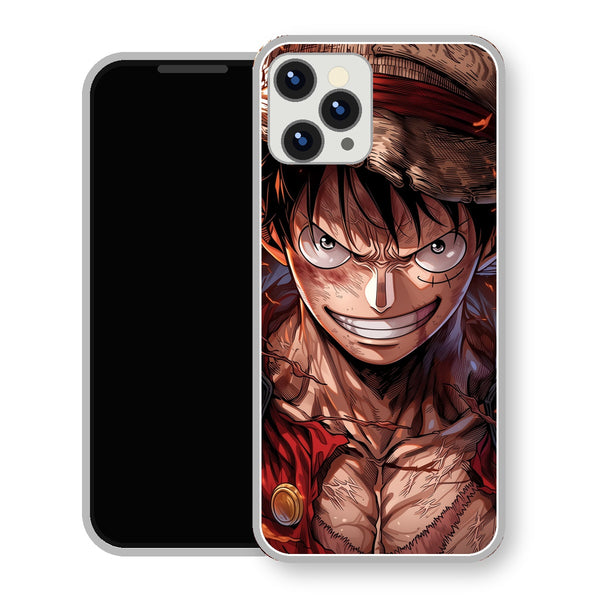 Coque iPhone 15 One Piece Luffy Regard Flammes | Manga - coque One Piece manga pour iPhone 15
